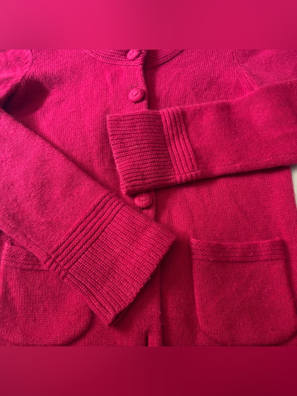 Ellen Tracy Women's SP Vibrant Fuschia Cashmere knit Cardigan Sweater - Picture 13 of 13